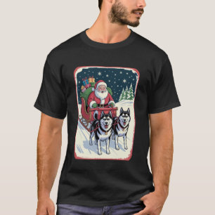 Camiseta Husky Natalino Divertido Equipe de Trenó Santau201