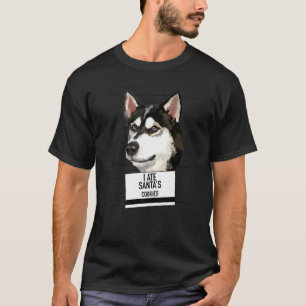Camiseta Husky Siberiano Comeu Biscoitos do Papai Noel