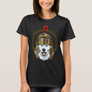 Camiseta Husky Siberiano Em Capacete Romano Centurião Legio