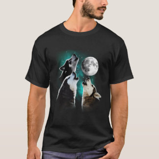 Camiseta Husky Siberiano Husky Irmã A Uivar Na Lua