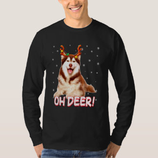 Camiseta Husky Siberiano Oh Deer Cachorro Natal 1