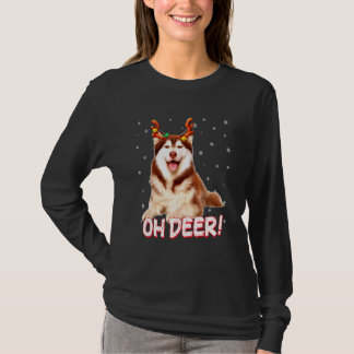 Camiseta Husky Siberiano Oh Deer Cachorro Natal 1