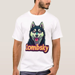 Camiseta Husky Siberiano Sibe Cachorro Zumbi Halloween Esse