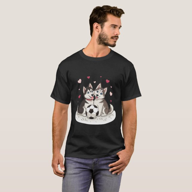 Camiseta Husky Siberiano with soccer ball (Frente Completa)