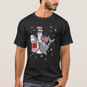 Camiseta Husky Tubarão Engraçado 4 De Julho Mãe Pai Cachorr