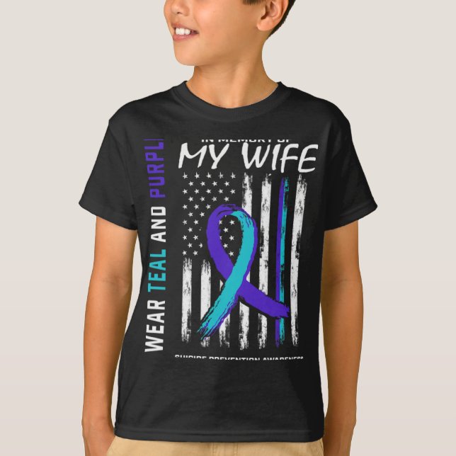 Camiseta Husnd In Memory Of Wife Suicide Awareness Preventi (Frente)