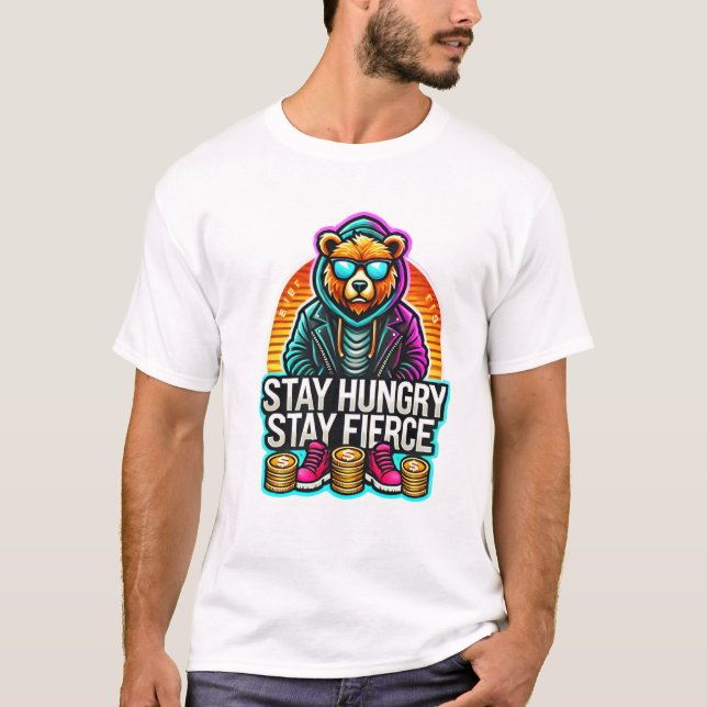 Camiseta Hustle Bear - Fique Fome, Fique Fresco (Frente)