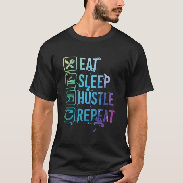Camiseta Hustle Ceo Empreendedor Coma Sono Repete Watercolo (Frente)
