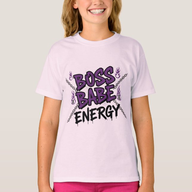 Camiseta Hustle + Heart – Boss Babe Energy T-Shirt (Frente)