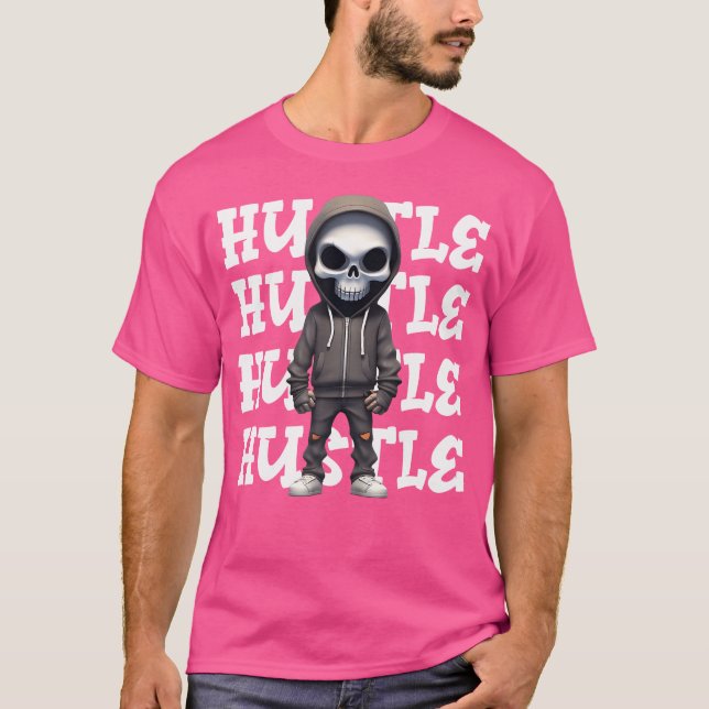 Camiseta Hustle Hip Hop Skeleton Urban Streetwear Money Sku (Frente)