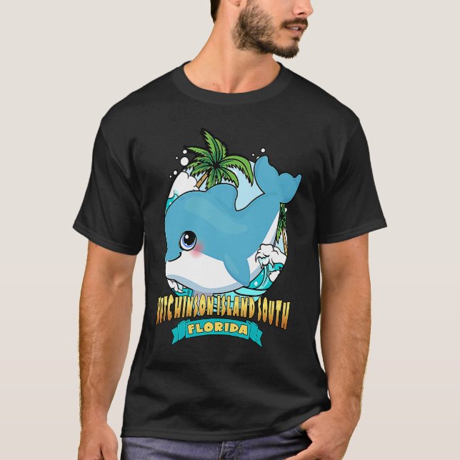 Camiseta HUTCHINSON ISLAND FLORIDA DO SUL Golfinho-bebê (Frente)