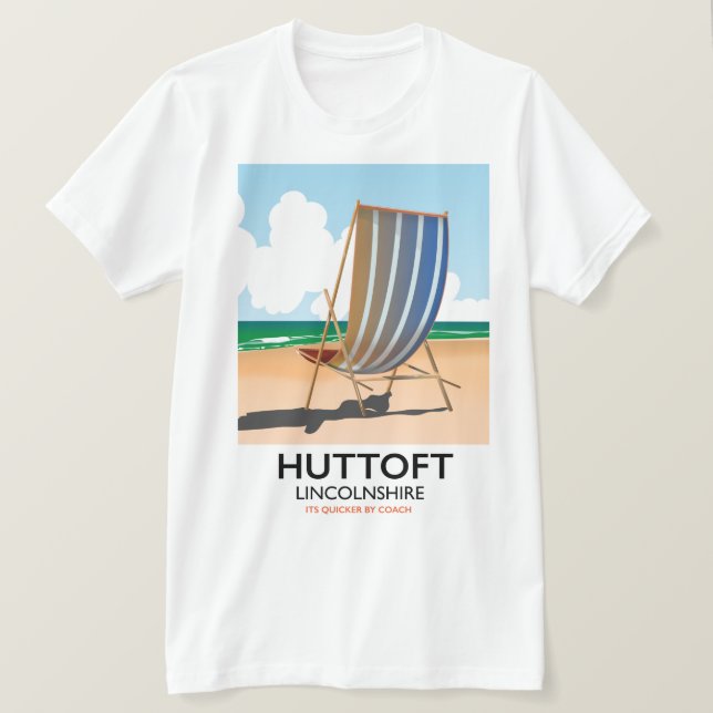 Camiseta Huttoft poster de viagens à beira-mar. (Frente do Design)