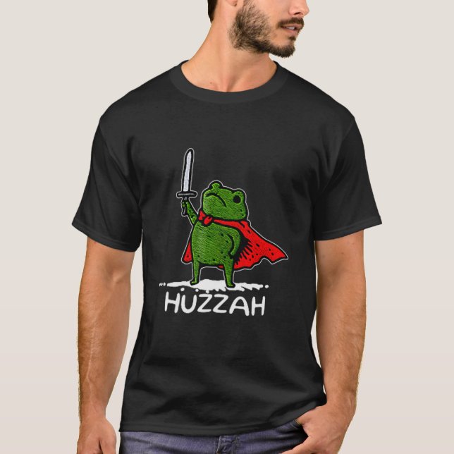 Camiseta Huzzah Frog Knight Funny Sword Meme Quote  (Frente)