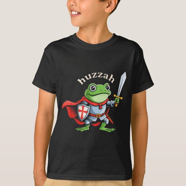 Camiseta Huzzah Frog Knight Funny Sword Meme Quote Medieval (Frente)