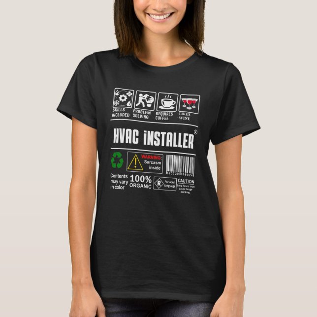 Camiseta HVAC installer Packaging & Handling Label Coffee W (Frente)