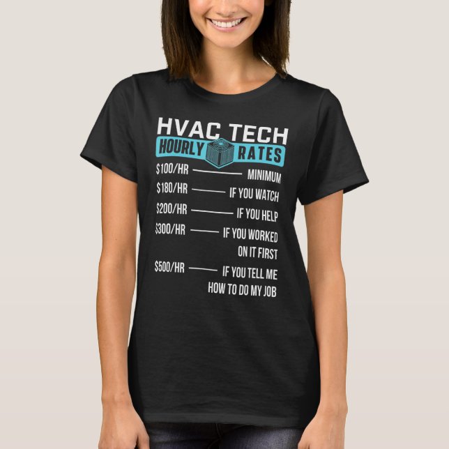 Camiseta Hvac Technician Tarifa Horária Funny Hvac Tech Ac  (Frente)