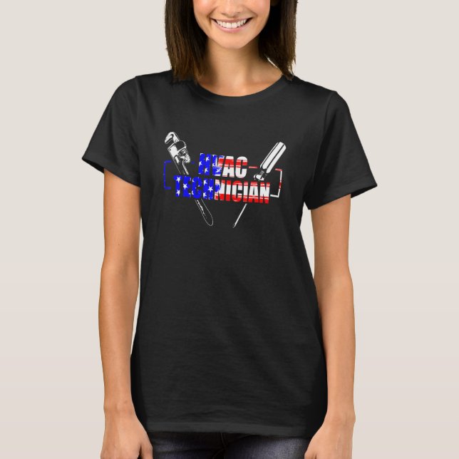 Camiseta HVAC Technician USA Flag   HVAC Tech (Frente)