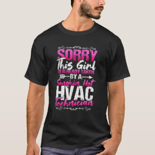 Camiseta Hvac Technician Wife Namorada, Tirada Pela Hot Tec