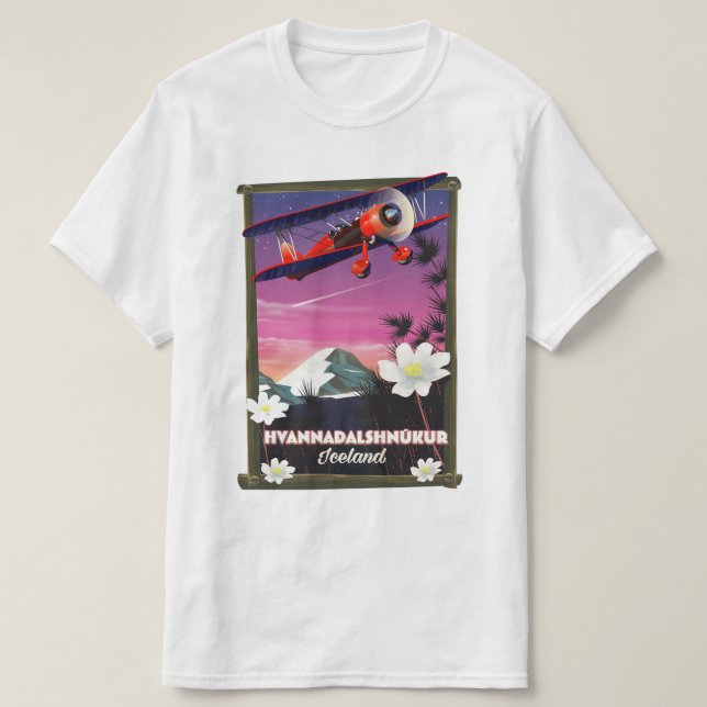 Camiseta Hvannadalshnkur poster de viagens da Islândia. (Frente do Design)