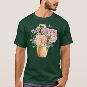 Camiseta Hydrangea Blooms Buquê Floral Primavera Summer