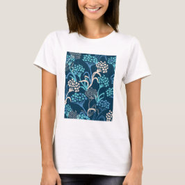 Camiseta Hydrangea Floral Estilizada - Azul Elegante