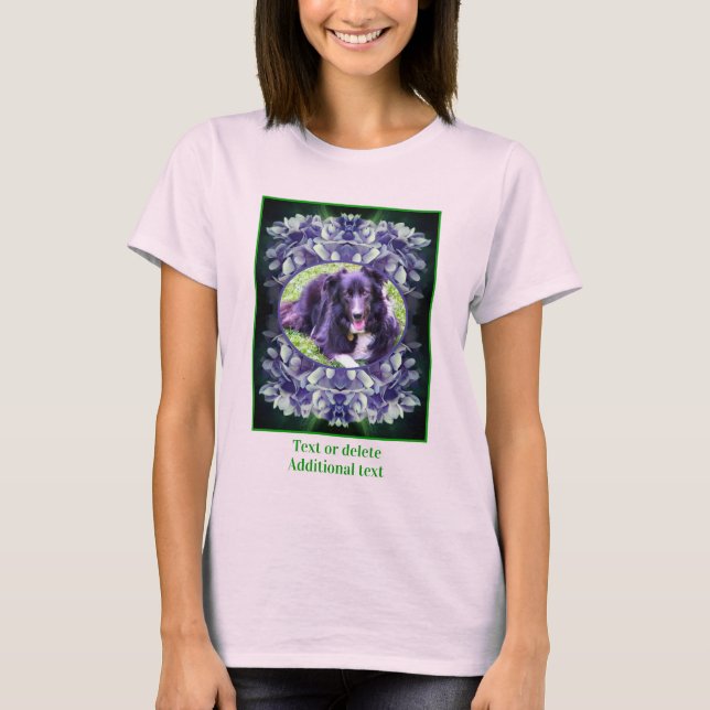 Camiseta Hydrangea Petals Frame Azul Crie sua própria foto (Frente)