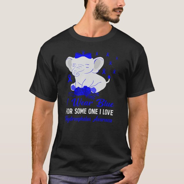 Camiseta Hydrocephalus Awareness Blue Ribbon Cute Elephant  (Frente)
