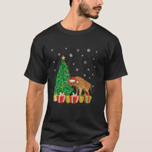 Camiseta Hyena Xmas Tree Lighting Santa Hat Natal