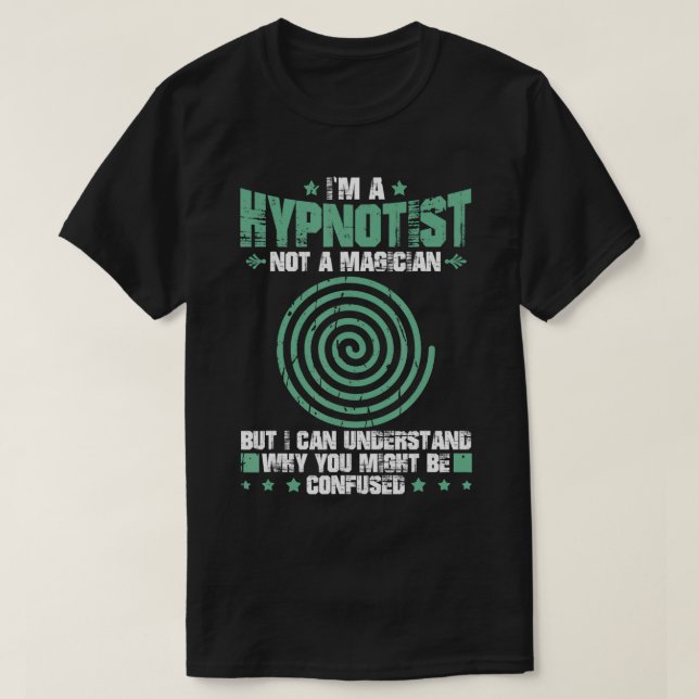 Camiseta Hypnosis Sleep Hypnotist Guia Espiral Obter comida (Frente do Design)