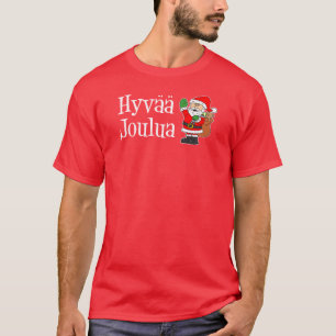 Camiseta Hyvaa Joulua Papais noeis de Natal Finlandeses