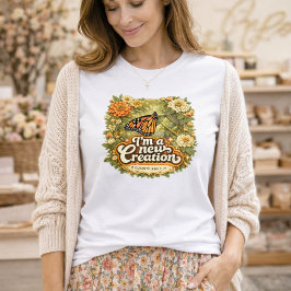 Camiseta I Am a New Creation Vintage Butterfly Floral Bible