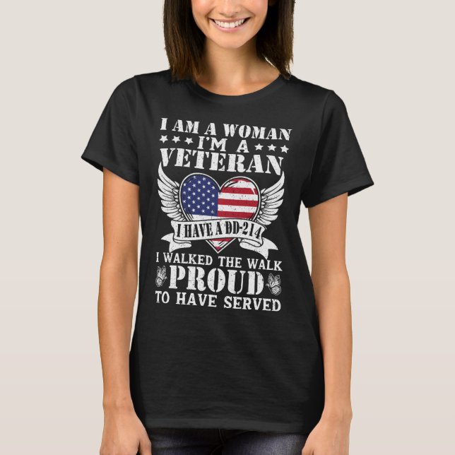 CAMISETA I AM A WOMAN I'M VETERAN T-SHIRT (Frente)