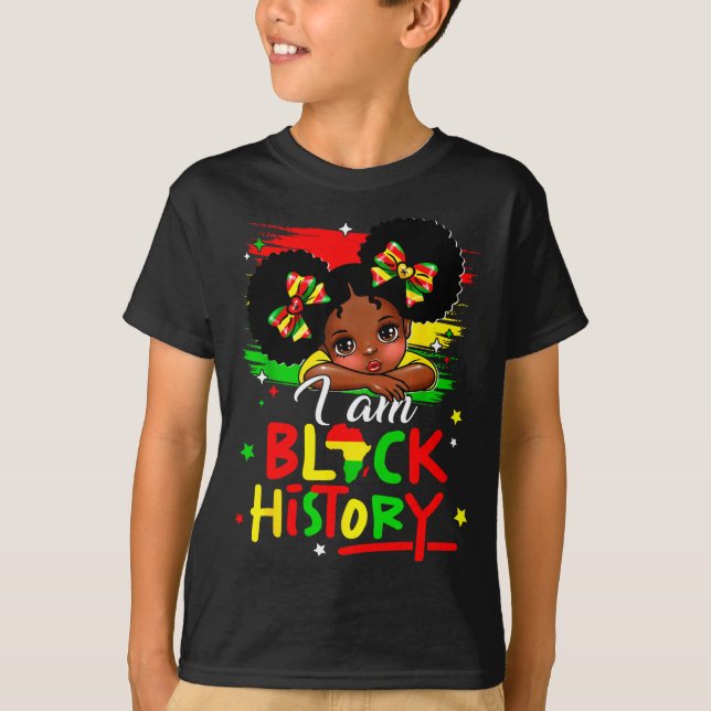 Camiseta I Am Black History Afro Girl Little Melanin Prince (Frente)