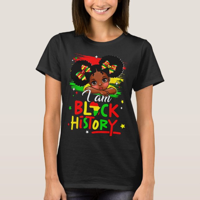 Camiseta I Am Black History Afro Girl Little Melanin Prince (Frente)