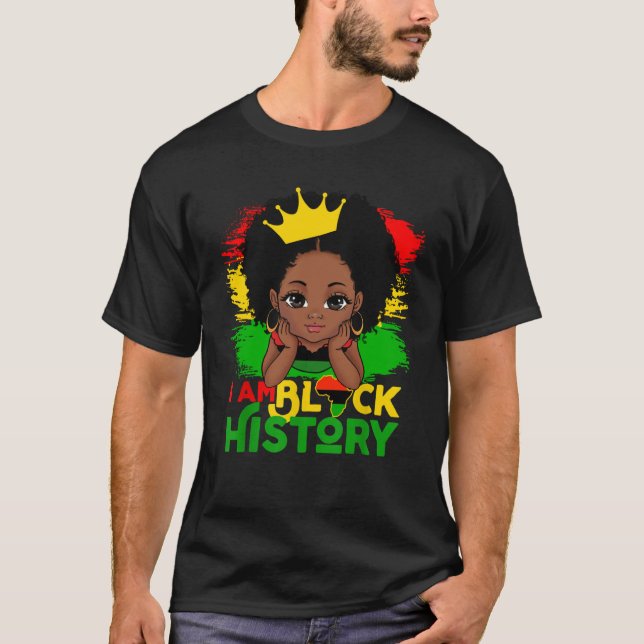 Camiseta I Am Black History BHM Black Pride Black Melanin G (Frente)