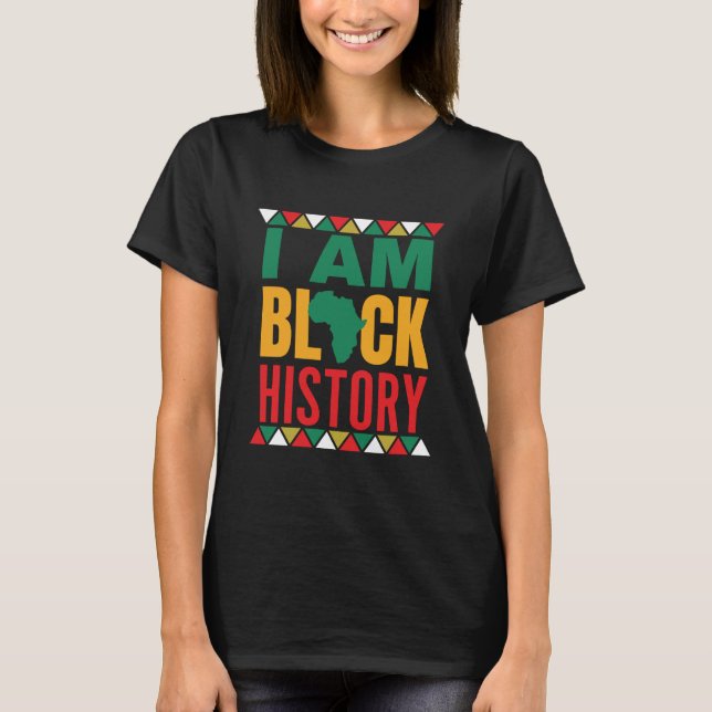 Camiseta I Am Black History Colour Triangle Map (Frente)