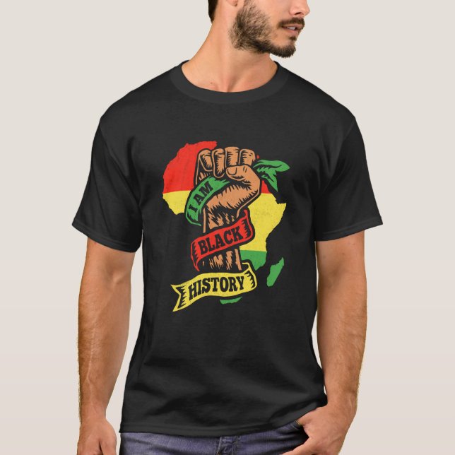Camiseta I Am Black History Fist Kids Boys Black History Mo (Frente)