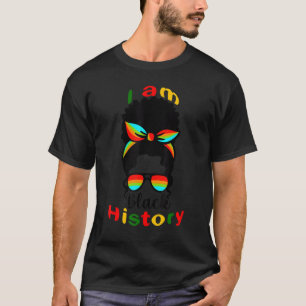 Camiseta I Am Black History Mensal Bun Hairstyle Rainbow Co