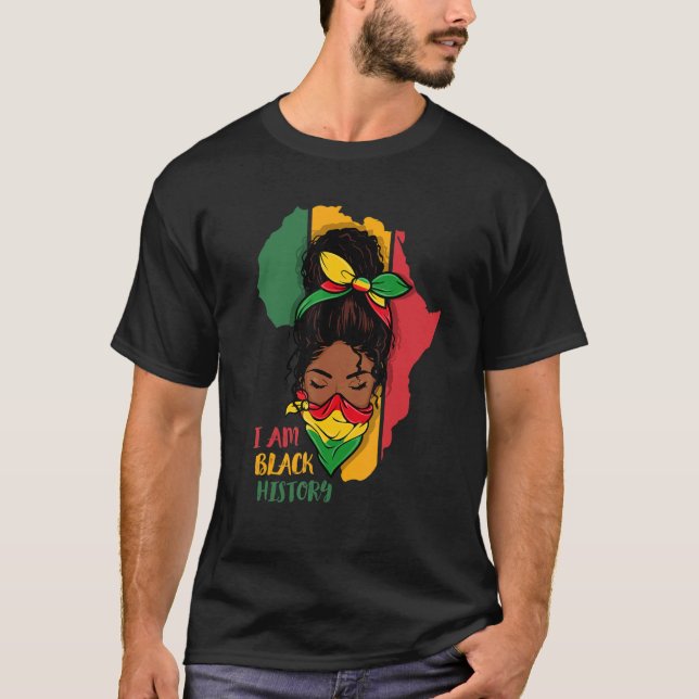Camiseta I Am Black History Month Africa Map & Black Queen  (Frente)