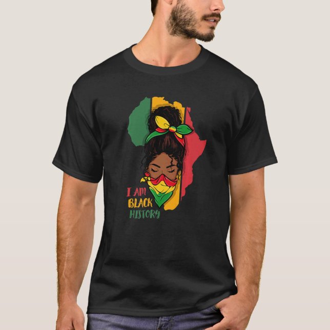 Camiseta I Am Black History Month Africa Map & Black Queen  (Frente)