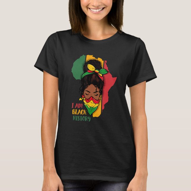 Camiseta I Am Black History Month Africa Map & Black Queen  (Frente)