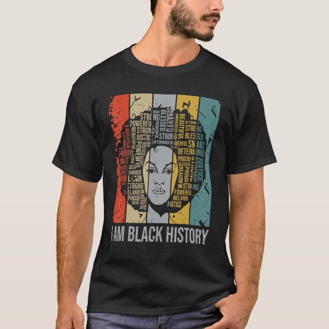 Camiseta I Am Black History Month Proud Blessed Powerful Bl (Frente)