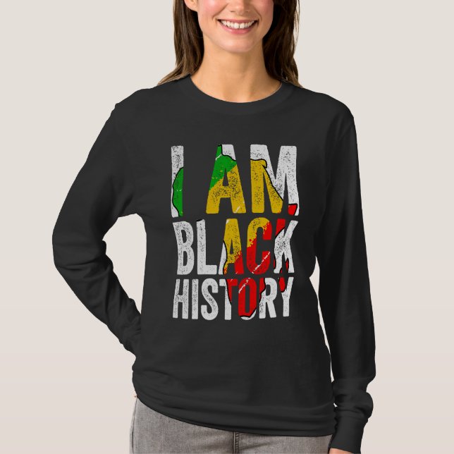 Camiseta I Am Black History  Women Men African American Gra (Frente)