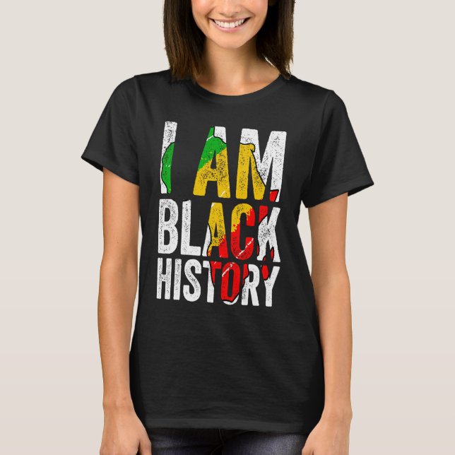 Camiseta I Am Black History  Women Men African American Gra (Frente)
