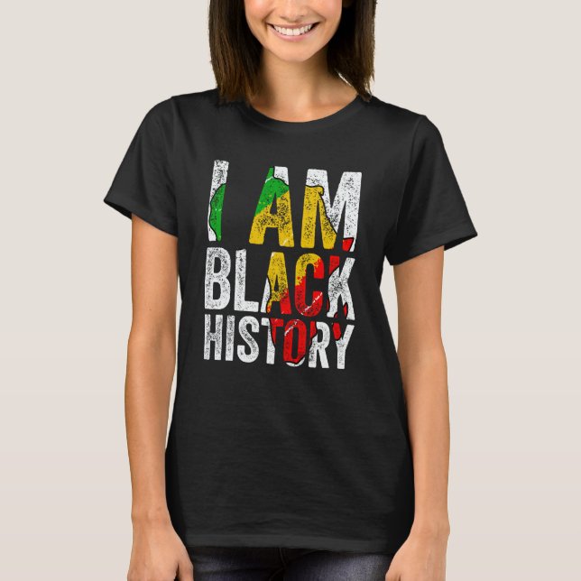 Camiseta I Am Black History Women Men African American Grap (Frente)