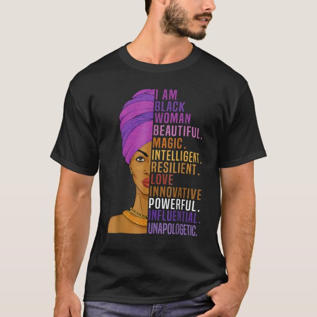 Camiseta I Am Black Woman Black History Month Queen Melanin (Frente)