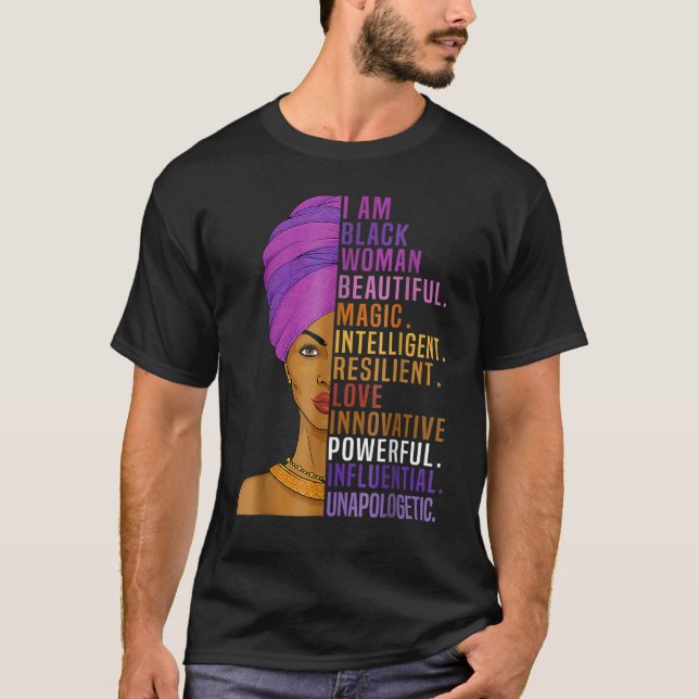 Camiseta I Am Black Woman Black History Month Queen Melanin (Frente)