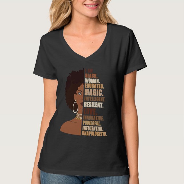 Camiseta I Am Black Woman Melanin Africa Pride History BHM  (Frente)