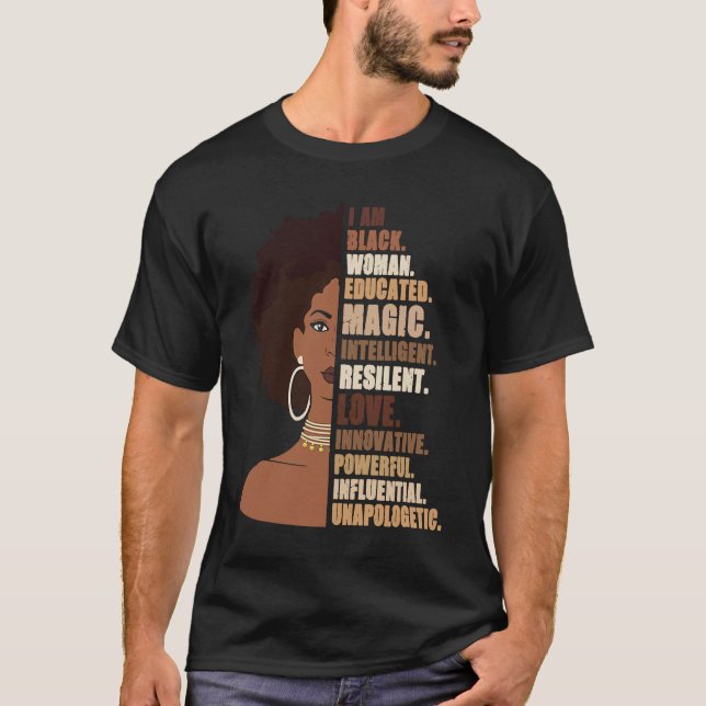 Camiseta I Am Black Woman Melanin Africa Pride History BHM  (Frente)