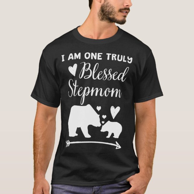 Camiseta I Am One Truly Blessed Stepmom Bear & Baby Cub Mom (Frente)